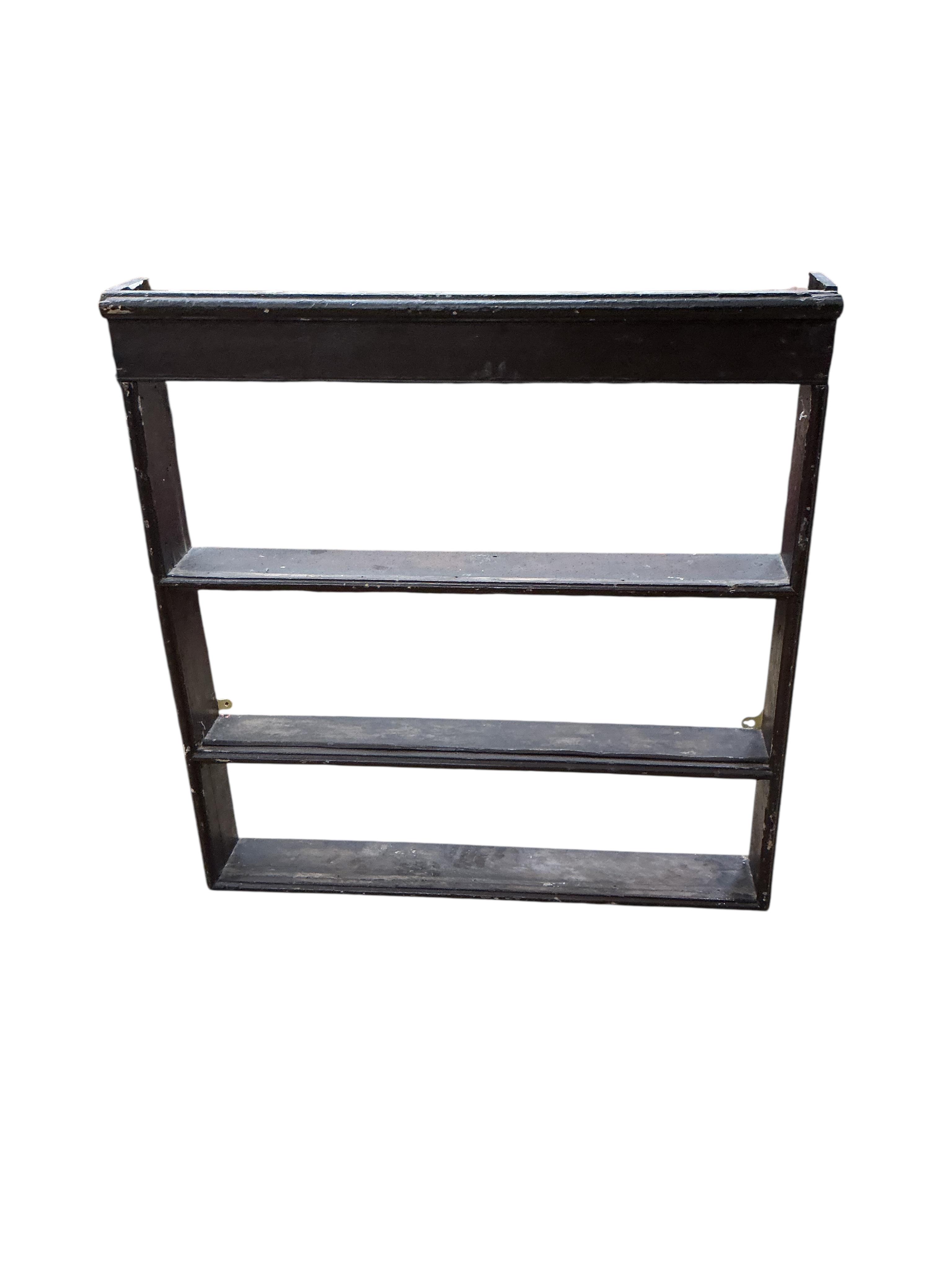 An 18th century small painted delft plate rack, width 89cm, height 94cm